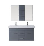 Virtu USA Opal 48" Double Bathroom Vanity w/ Sink, Chrome Faucet, Mirror