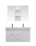 Virtu USA Opal 48" Double Bathroom Vanity w/ Ceramic Top, Sink, Faucet, Mirror