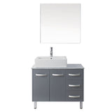 Virtu USA Tilda 36" Single Bathroom Vanity w/ Sink, Chrome Faucet, Mirror