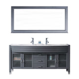 Virtu USA Ava 71" Double Bathroom Vanity w/ Stone Top, Sink, Faucet, Mirror