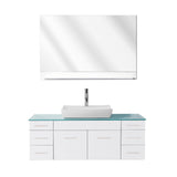 Virtu USA Biagio 55" Single Bathroom Vanity w/ Glass Top, Sink, Faucet, Mirror