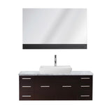 Virtu USA Biagio 55" Single Bathroom Vanity w/ Odd Sink, Nickel Faucet, Mirror
