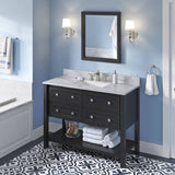Jeffrey Alexander Adler Transitional 48" Black Single Sink Vanity With Quartz Top | VKITADL48BKCQR