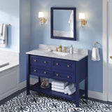 Jeffrey Alexander Adler Transitional 48" Hale Blue Single Sink Vanity With Quartz Top | VKITADL48BLCQR