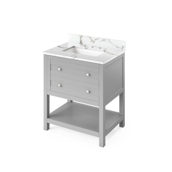 Jeffrey Alexander Astoria Transitional 30" Grey Single Sink Vanity With Quartz Top | VKITAST30GRCQR