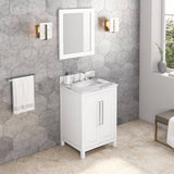 Jeffrey Alexander Cade Modern 24" White Single Sink Vanity With Quartz Top | VKITCAD24WHCQR