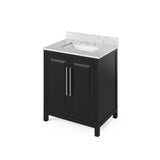 Jeffrey Alexander Cade Contemporary 30" Black Single Sink Vanity With Marble Top | VKITCAD30BKWCR