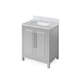 Jeffrey Alexander Cade Contemporary 30" Grey Single Sink Vanity With Marble Top | VKITCAD30GRWCR