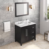 Jeffrey Alexander Cade Modern 36" Black Single Sink Vanity With Quartz Top, Left Offset | VKITCAD36BKCQR
