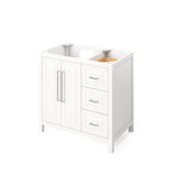 Jeffrey Alexander Cade Modern 36" White Single Sink Vanity With Quartz Top, Left Offset | VKITCAD36WHCQR