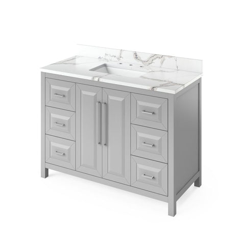 Jeffrey Alexander Cade Contemporary 48" Grey Single Sink Vanity With Quartz Top | VKITCAD48GRCQR