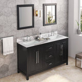Jeffrey Alexander Cade Modern 60" Black Double Sink Vanity With Quartz Top | VKITCAD60BKCQR