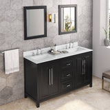 Jeffrey Alexander Cade Modern 60" Black Double Sink Vanity With Marble Top | VKITCAD60BKWCR