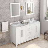 Jeffrey Alexander Cade Modern 60" White Double Sink Vanity With Quartz Top | VKITCAD60WHCQR