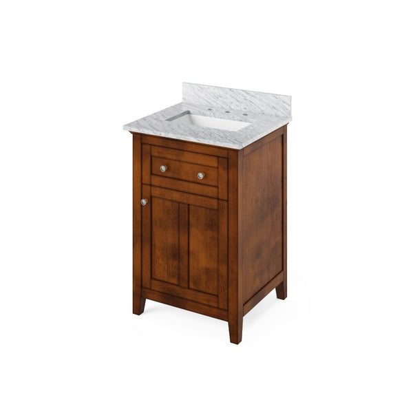 Jeffrey Alexander Chatham Traditional 24" Chocolate Single Sink Vanity With Marble Top | VKITCHA24CHWCR