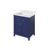 Jeffrey Alexander Chatham Traditional 30" Hale Blue Single Sink Vanity With Quartz Top | VKITCHA30BLCQR