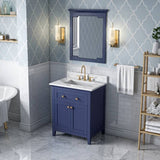 Jeffrey Alexander Chatham Traditional 30" Hale Blue Single Sink Vanity With Quartz Top | VKITCHA30BLCQR