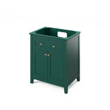 Jeffrey Alexander Chatham Traditional 30" Forest Green Single Sink Vanity With Quartz Top | VKITCHA30GNCQR