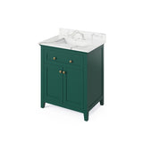 Jeffrey Alexander Chatham Traditional 30" Forest Green Single Sink Vanity With Quartz Top | VKITCHA30GNCQR