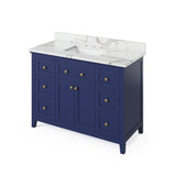 Jeffrey Alexander Chatham Traditional 48" Hale Blue Single Sink Vanity With Quartz Top | VKITCHA48BLCQR