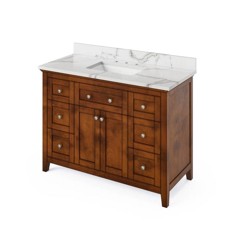 Jeffrey Alexander Chatham Traditional 48" Chocolate Single Sink Vanity With Quartz Top | VKITCHA48CHCQR