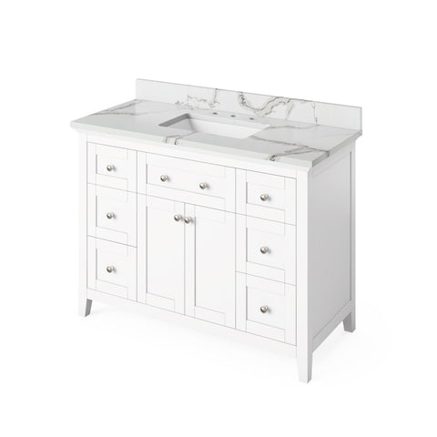 Jeffrey Alexander Chatham Traditional 48" White Single Sink Vanity With Quartz Top | VKITCHA48WHCQR