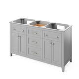 Jeffrey Alexander Chatham Traditional 60" Grey Double Sink Vanity With Quartz Top | VKITCHA60GRCQR