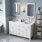 Jeffrey Alexander Chatham Traditional 60" White Double Sink Vanity With Quartz Top | VKITCHA60WHCQR