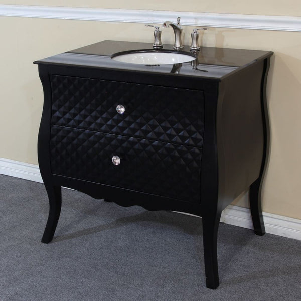 Bellaterra Home 36" Black Wood Single Vanity Set - 203057B - Bath Vanity Plus