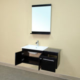 Bellaterra Home 40" Black Wood Single Wall-Mount Sink Vanity - 203172-SET - Bath Vanity Plus