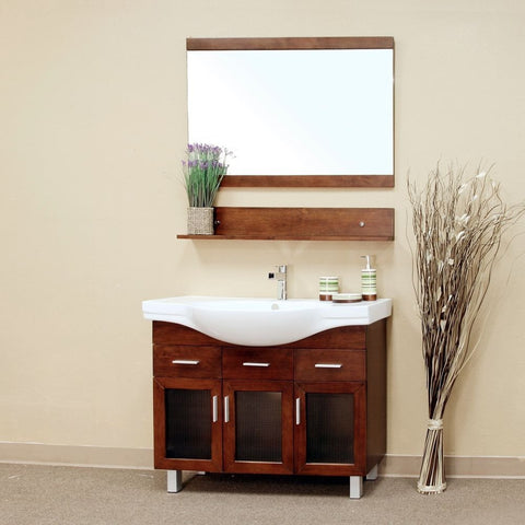 Bellaterra Home 40" Walnut Wood Single Sink Vanity Set - 203139 - Bath Vanity Plus