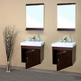 Bellaterra Home 49" Walnut Wood Double Wall-Mount Sink Vanity - 203136-D - Bath Vanity Plus