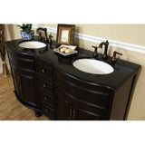 Bellaterra Home 62" Dark Mahogany Double Sink Vanity Granite Top - 603316-DM-BG - Bath Vanity Plus