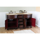 Bellaterra Home 62" Walnut Double Sink Vanity Travertine Top - 603316 - Bath Vanity Plus
