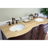 Bellaterra Home 62" Walnut Double Sink Vanity Travertine Top - 603316 - Bath Vanity Plus