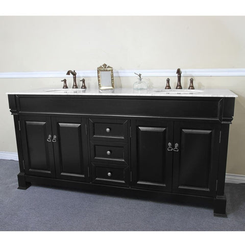 Bellaterra Home 72" Espresso Wood Double Sink Vanity Set - 205072-D-ES - Bath Vanity Plus