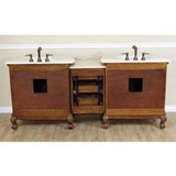 Bellaterra Home 83" Walnut Double Sink Vanity with Cream or White Marble Top - 202016A-D - Bath Vanity Plus
