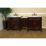 Bellaterra Home 83" Walnut Double Sink Vanity with Cream or White Marble Top - 202016A-D - Bath Vanity Plus