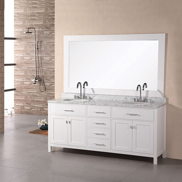 Design Element 61" London Stanmark Double Sink Vanity Set in White or Espresso - DEC076A - Bath Vanity Plus