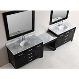 Design Element London 126" Modular Double Vanity Set with Mirrors & Make-Up Table - DEC076CX2_MUT - Bath Vanity Plus