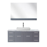 Virtu USA Biagio 55" Single Bathroom Vanity w/ Odd Sink, Nickel Faucet, Mirror