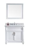 Virtu USA Victoria 36" Single Bathroom Vanity w/ Marble Top, Square Sink, Mirror