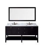 Virtu USA Winterfell 72" Double Bathroom Vanity w/ Square Sink, Mirror
