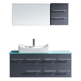 Virtu USA Ceanna 55" Single Bathroom Vanity w/ Glass Top, Sink, Faucet, Mirror