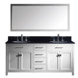 Virtu USA Caroline 72" Double Bathroom Vanity w/ Black Granite Top, Sink, Mirror