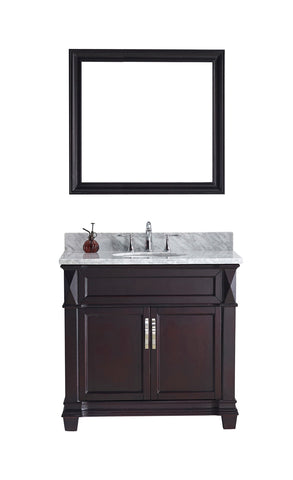 Virtu USA Victoria 36" Single Bathroom Vanity w/ Round Sink, Faucet, Mirror