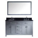 Virtu USA Caroline 60" Double Bathroom Vanity w/ Sink, Faucet, Mirror