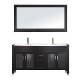Virtu USA Ava 63" Double Bathroom Vanity w/ Stone Top, Sink, Faucet, Mirror