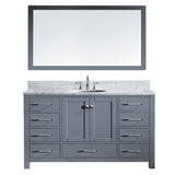 Virtu USA Caroline Avenue 60" Single Bathroom Vanity w/ Round Sink, Mirror