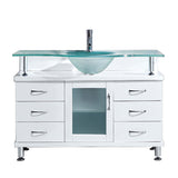 Virtu USA Vincente 48" Single Bathroom Vanity w/ Frosted Glass Top, Round Sink